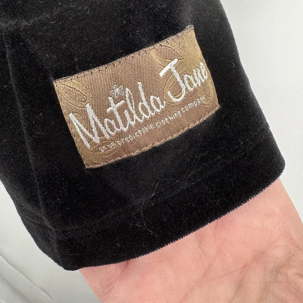 Matilda Jane‎ Dress Girls 2 Black Hooded Velour Tunic Pixie Hood Ruffle Buttons